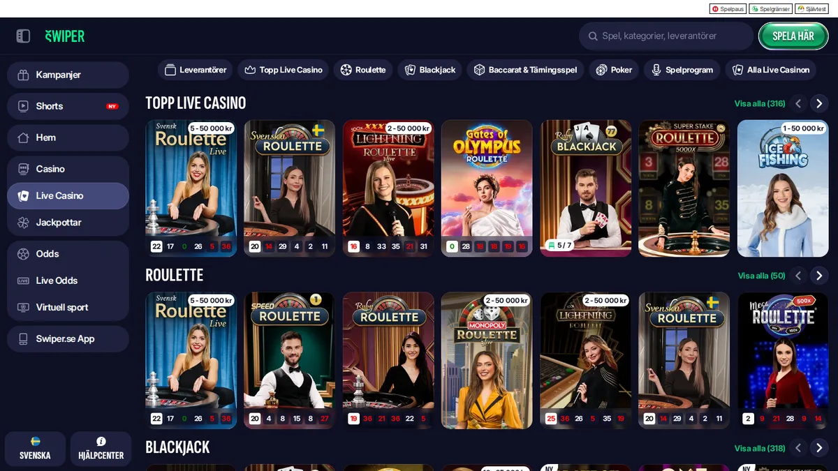 Live Casino och Game Shows